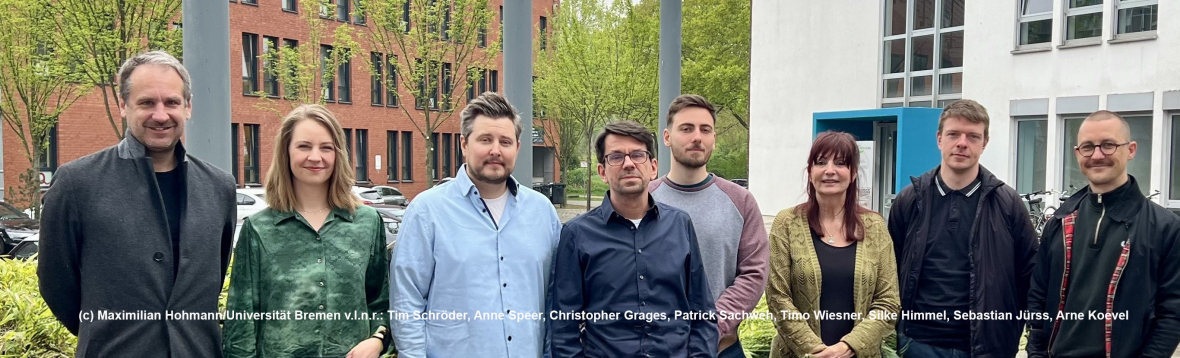 (c) Maximilian Hohmann/Universität Bremen v.l.n.r.: Tim Schröder, Anne Speer, Christopher Grages, Patrick Sachweh, Timo Wiesner, Silke Himmel, Sebastian Jürss, Arne Koevel