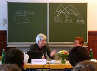 Prof. Dr. F. Nullmeier (Sprecher des ZeS) und Prof. Dr. B. Riedmüller (Vorsitzende des Beirats).